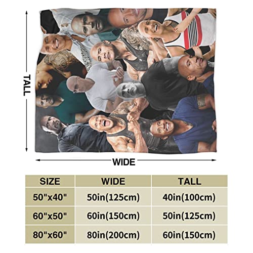 Throw Blanket Collage Dwayne Douglas Johnson Blanket Anti-Pilling Flannel Blanket for Men/Women Home Decor 50"×40"