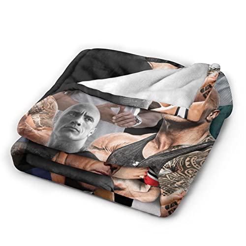 Throw Blanket Collage Dwayne Douglas Johnson Blanket Anti-Pilling Flannel Blanket for Men/Women Home Decor 50"×40"