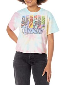 marvel universe avengers unite women’s fast fashion short sleeve tee shirt, blu/pnk/ly, medium