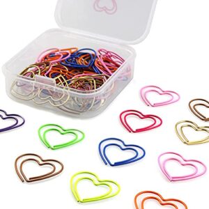 2 boxes (100 pieces) heart shaped paper clips multicolor paperclips bookmarks document clips for school home office supplies