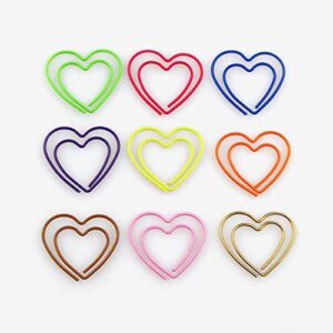 2 Boxes (100 Pieces) Heart Shaped Paper Clips Multicolor Paperclips Bookmarks Document Clips for School Home Office Supplies