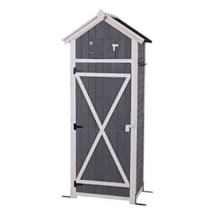 b baijiawei garden storage shed – garden tool storage cabinet – lockable arrow wooden storage sheds organizer for home, yard, outdoor (grey)