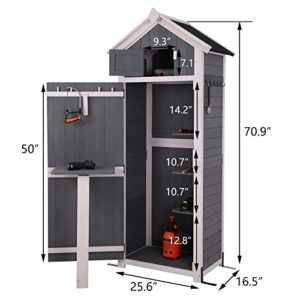 B BAIJIAWEI Garden Storage Shed - Garden Tool Storage Cabinet - Lockable Arrow Wooden Storage Sheds Organizer for Home, Yard, Outdoor (Grey)