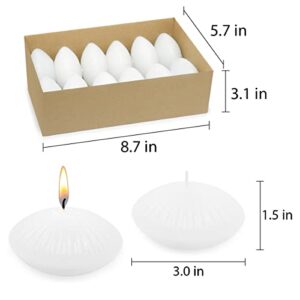 UNICY 12 Pack 3 Inch White Floating Candles, 10 Hour Unscented Dripless Tealight Candles for Cylinder Vases, Centerpieces at Wedding Party Pool Holiday - Wavy Float Candle