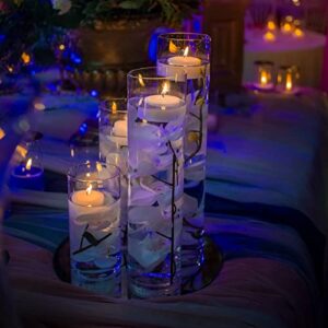 UNICY 12 Pack 3 Inch White Floating Candles, 10 Hour Unscented Dripless Tealight Candles for Cylinder Vases, Centerpieces at Wedding Party Pool Holiday - Wavy Float Candle