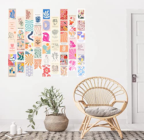 MUCHIC Danish Pastel Room Decor Aesthetic, 50pcs Danish Pastel Wall Collage Aesthetic Pictures - Danish Pastel Posters, Matisse Wall Art Bedroom Decor for Women