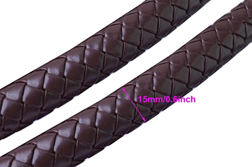 Wento 12 inch Dark Brown Braided Handles Dia.15mm PU Leather Handles for Women Replacement Handbag Tote Replacement Handbag Handles