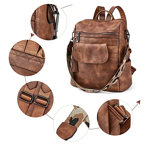 OPAGE Leather Backpack Purse for Women Fashion Designer Ladies Shoulder Bags Travel Backpack With Wristlet