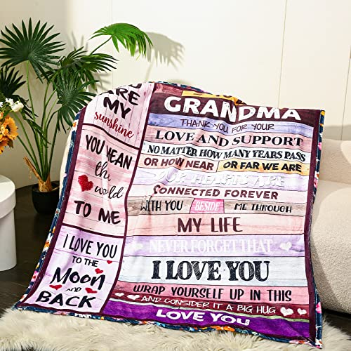 Gifts for Grandma Blanket Mother's Day Birthday from Grandchildren Great Nana Retirement Gift Super Soft Light Weight Couch Bed Christmas Throw Blanket 60'' x 50''