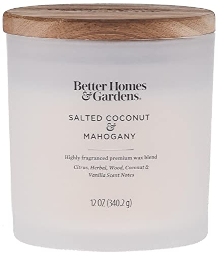 BetterHomes&Gardens 12oz Scented Candle, Salted Coconut & Mahogany 2-Pack, Cream, 35524