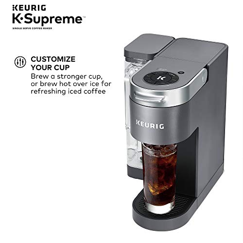 Keurig K-Supreme Coffee Maker, Single Serve K-Cup Pod Coffee Brewer, With MultiStream Technology, 66 Oz Dual-Position Reservoir, and Customizable Settings, Gray