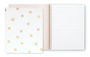 kate spade new york small concealed spiral notebook, 8.25″ x 6.75″ journal notebook with 112 lined pages, gold dot with script