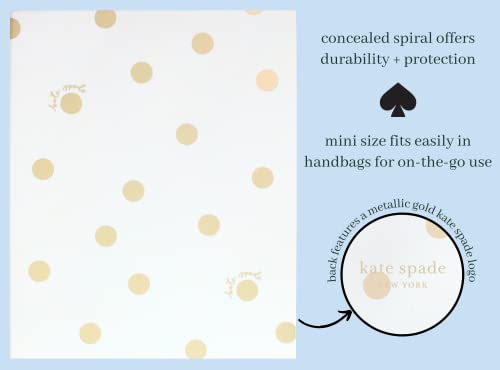 Kate Spade New York Small Concealed Spiral Notebook, 8.25" x 6.75" Journal Notebook with 112 Lined Pages, Gold Dot with Script