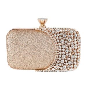 womens luxury sparkly rhinestone sequin glitter bag clutch evening handbag shoulder bags purse for wedding bridal party prom (gold)
