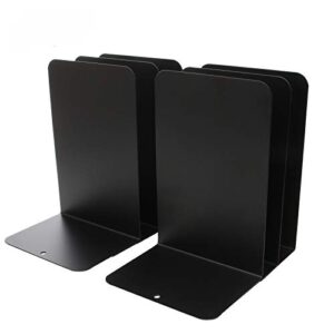 acrux7 black metal bookends 8.0 x 3.9 x 5.3 inch, 3 pairs heavy duty bookends for shelves, bookends for heavy books, book holders for shelves, book ends for office, book stopper for shelves