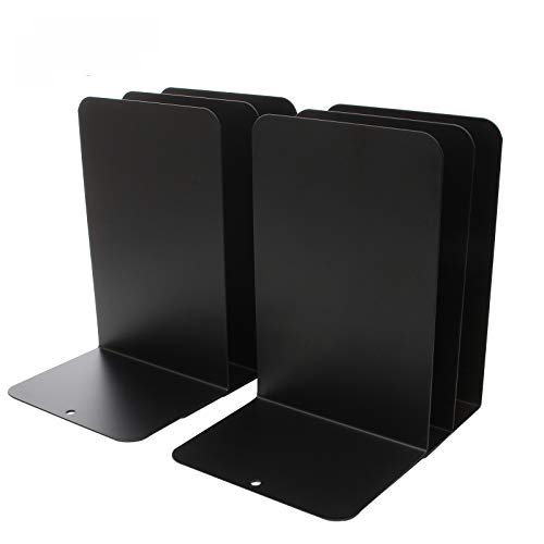 Acrux7 Black Metal Bookends 8.0 X 3.9 X 5.3 Inch, 3 Pairs Heavy Duty Bookends for Shelves, Bookends for Heavy Books, Book Holders for Shelves, Book Ends for Office, Book Stopper for Shelves