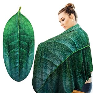 mohope soft flannel fleece leaf blanket double sided printing, large green blanket lightweight comfortable warm plush leaf blanket for office bed couch sofa (230gsm, bayberry leaf)