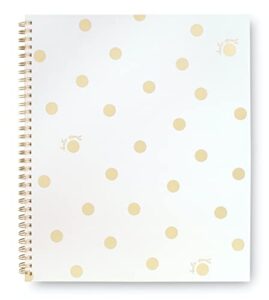 kate spade new york large college ruled notebook, 11″ x 9.5″ spiral notebook with 160 pages, gold dot with script