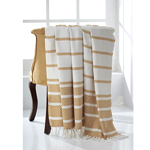 Modern Threads Recycled Cotton 60x70 Throw Hilo Gold