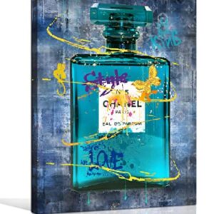 CIRABKY Fashion Wall-Art Canvas - Teal Wall Decor For Bathroom - Perfume Wall Art Bedroom Wall Decor For Women Size 15 x 11.5 Inches