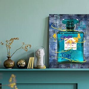 CIRABKY Fashion Wall-Art Canvas - Teal Wall Decor For Bathroom - Perfume Wall Art Bedroom Wall Decor For Women Size 15 x 11.5 Inches