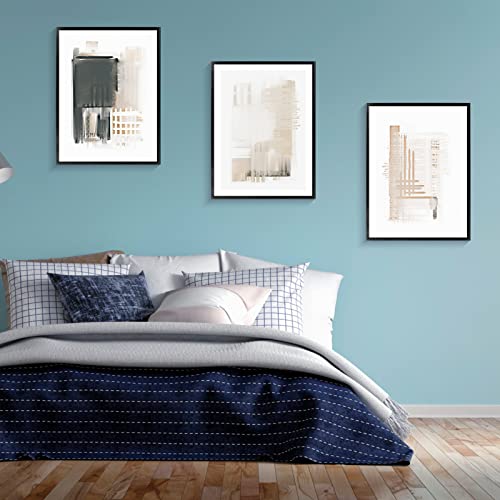 Canvas Wall Art, Set of 3 Framed Art Prints, Abstract Painting, Neutral Minimalist Print Set, 13x17inch Modern Wall Decor, For Bathroom Living Room Bedroom Office Kitchen