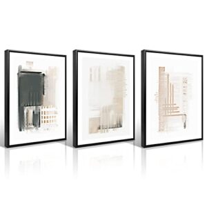 Canvas Wall Art, Set of 3 Framed Art Prints, Abstract Painting, Neutral Minimalist Print Set, 13x17inch Modern Wall Decor, For Bathroom Living Room Bedroom Office Kitchen