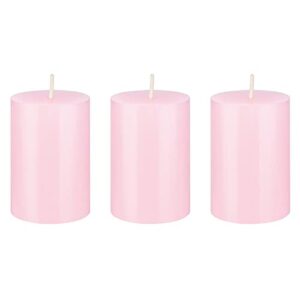 SRG 3 pcs Unscented Pink Round Pillar Candle, Hand Poured Premium Wax Candles 2 Inch x 3 Inch, Home Décor, Wedding Receptions, Baby Showers, Birthdays, Celebrations, Party Favors & More