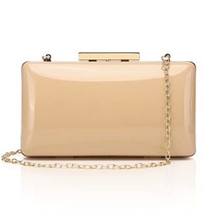 labair women evening bag patent leather clutch wedding clutch formal party purse.(nude)