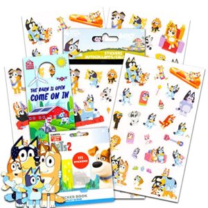 bluey sticker set for kids – bluey party supplies bundle with 4 sheets of bluey stickers plus bonus stickers, more (bluey crafts)