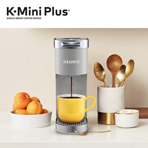 Keurig K-Mini Plus Coffee Maker, Single Serve K-Cup Pod Coffee Brewer, 6 to 12 oz. Brew Size, Stores up to 9 K-Cup Pods, Studio Gray