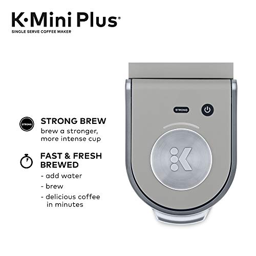 Keurig K-Mini Plus Coffee Maker, Single Serve K-Cup Pod Coffee Brewer, 6 to 12 oz. Brew Size, Stores up to 9 K-Cup Pods, Studio Gray