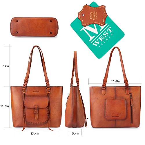 Montana West Genuine Leather Concealed Carry Purses and Handbags for Women Large Tote Bag Brown, Brown - Tote New