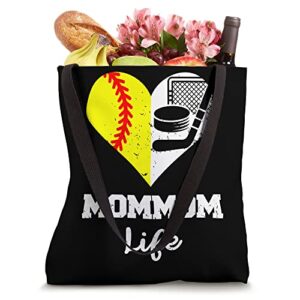 MomMom Life Heart Funny Softball Hockey Mom Mom Tote Bag