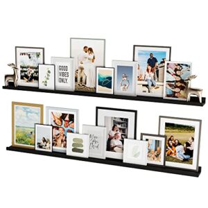 You Have Space Lagos 60" Picture Ledge Shelf for Living Room Decor, Office Decor and Farmhouse Kitchen Decor, Black Set of 2