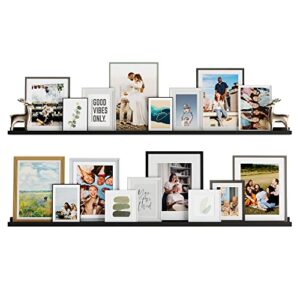 You Have Space Lagos 60" Picture Ledge Shelf for Living Room Decor, Office Decor and Farmhouse Kitchen Decor, Black Set of 2