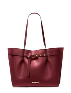 michael kors emilia large triple compartment tote leather shoulder bag merlot