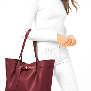 Michael Kors Emilia Large Triple Compartment Tote Leather Shoulder Bag Merlot