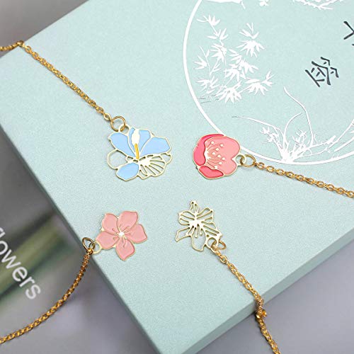 Toirxarn Metal Bookmark Flower-Themed, Gift for Reader Women/Men/Girls/Friends/Teachers. Anyone Birthday Present.(Golden Pendant Plum Blossom)