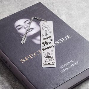 Stainless Steel Bookmark for Book Lover for Kids Girls Women Men Book Marks Happy 70th Birthday Christmas Gift