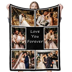 Juantao Custom Blanket with Photo Personalized Picture Blanket Customized Couples Gifts for Boyfriend Girlfriend Wife Husband Birthday Valentine Anniversary Wedding Gift for Him Her Women Men