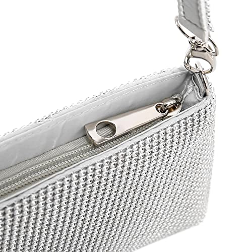 YIKOEE Bling Evening Bag for Women Glitter Rhinestone Purse (Silver)