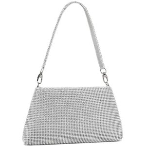 YIKOEE Bling Evening Bag for Women Glitter Rhinestone Purse (Silver)