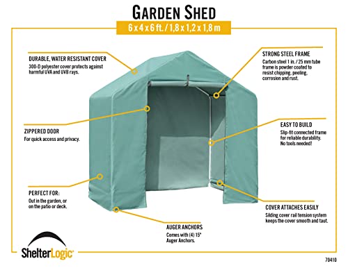 ShelterLogic 6' x 4' x 6' Water-Resistant Pop-Up Deck and Garden Storage Shed Kit