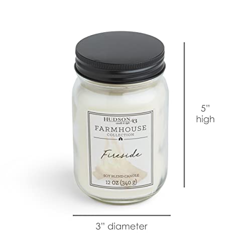 Mason Jar Candle Farmhouse Decor | Campfire Scented Candle with Natural Soy Wax Blend | Long Lasting Fireside Candle for Home Fragrance, Decorative Fall Jar Candle with Lid, 12 oz