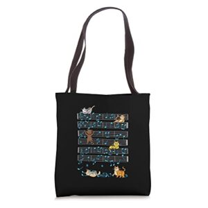 funny cat playing music note kitty cute musician kitten pet tote bag