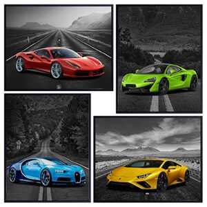 lamborghini mclaren ferrari bugatti poster set – 8×10 boys room decor – man cave decor – bar wall decor – race car decor – sports car wall art – garage wall decor – boys bedroom decor