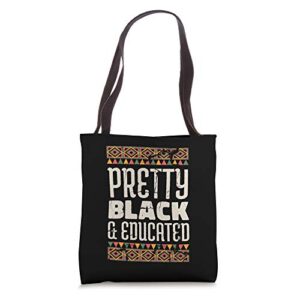pretty black and educated proud african american woman girl tote bag
