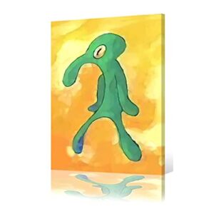 classic bold and brash painting squidward poster, canvas wall art print home bathroom decor framed bedroom office living room small 8*12 inch