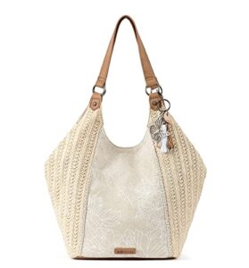 sakroots womens roma straw shopper, white flower blossom, one size us